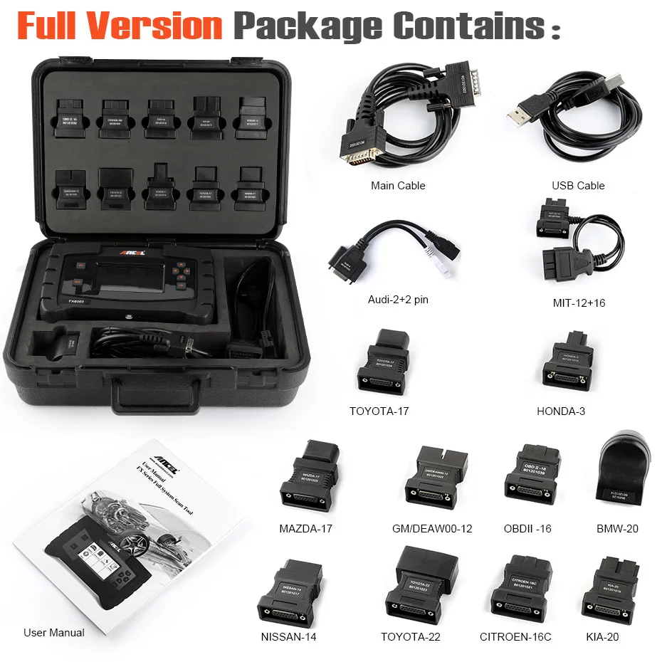 Ancel FX6000 OBD2 автомобильный сканер полная система диагностический инструмент для автомобиля EPB SAS ABS подушка безопасности при сканировании инструмент стирания ошибок в полировке - Цвет: Full Version
