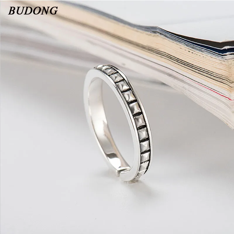

BUDONG Hot Sale Genuine 925 Sterling Silver Rings Simple Open Finger Rings for Women Wedding Romantic Engagement Jewelry XURT178