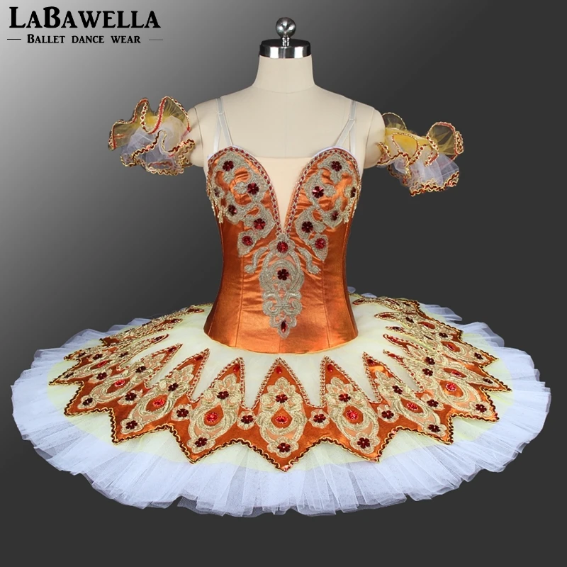 Women YAGP Ballet Dance Competiton Tutus BT9132AGilrs Pancake Performance Tutu Orange Ballerina Ballet Stage Professional Tutus