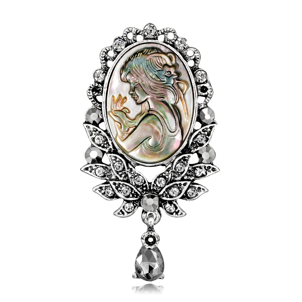 

BR0-0209 Vintage Jewelry Queen Head Women Brooch for Wedding Souvenirs