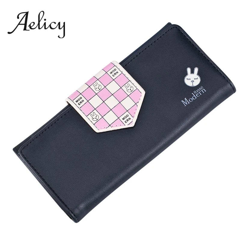 Aelicy мультфильм длинный кошелек маленький клатч-кошелек для женщин из искусственной кожи двойного сложения, для купюр сумки леди мульти-карты кошелек длинный с карманом для телефона