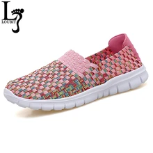 Ручной работы модная женская обувь Женский Туфли без каблуков лето весна женская повседневная обувь Тканые обувь слипоны высокое качество