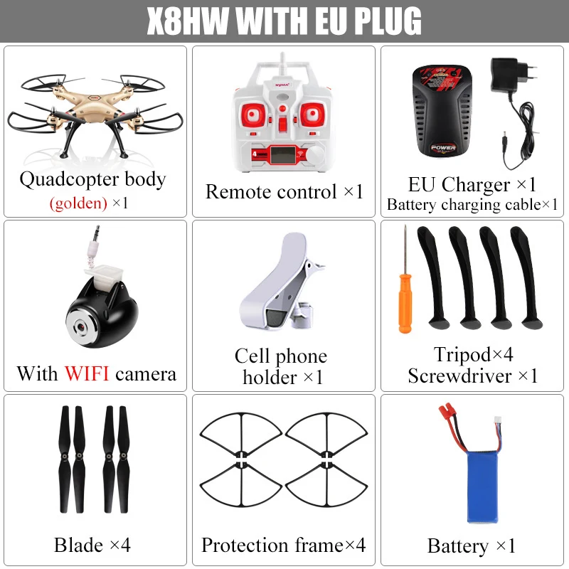 SYMA официальный Дрон X8HW FPV RC с WiFi HD камерой в режиме реального времени дроны вертолет Квадрокоптер Дрон с функцией зависания - Цвет: X8HW with EU Plug