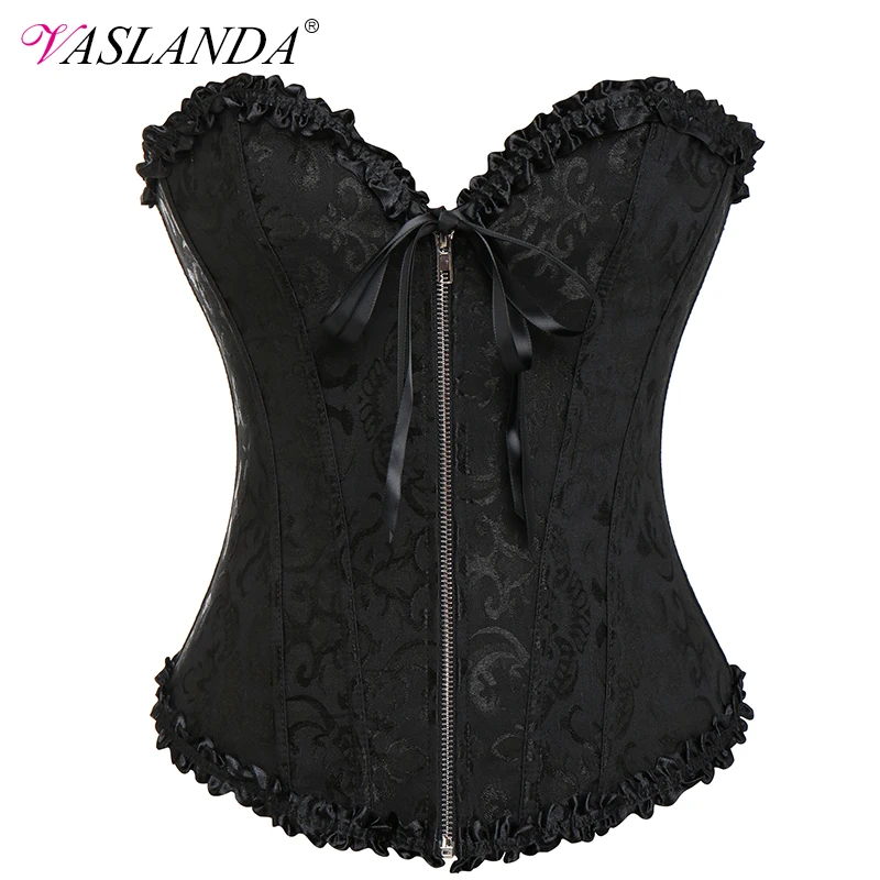 

VASLANDA Boned Lace Up Steampunk Corset Women Sexy Bustier Burlesque Gothic Clothing Overbust Corselet Slim Strapless Corsets