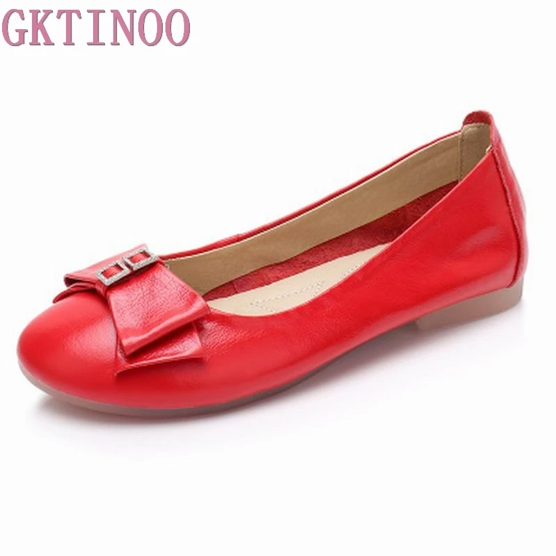 

GKTINOO Women Flat Shoes 2019 New Genuine Leather Casual Shoes for Woman Soft Ballet Pregnant women Flats Loafers Single Shoes