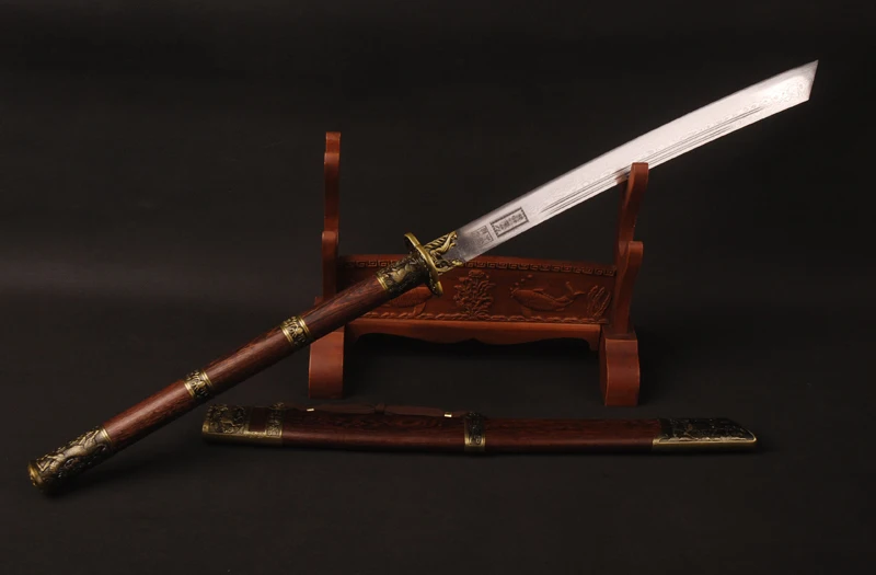 Китайский меч палисандр оболочка Kangxi длинная ручка складной стальной нож