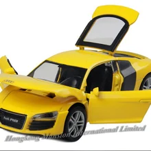 1:32 Масштаб литая под давлением металлическая модель автомобиля для Audi R8 Роскошная Коллекционная модель вытяжной игрушки автомобиль со звуком и светильник