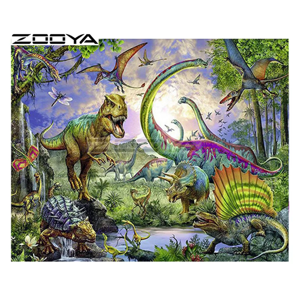 ZOOYA 5D сделай сам алмаз Парк Юрского периода динозавр лес животные алмазная