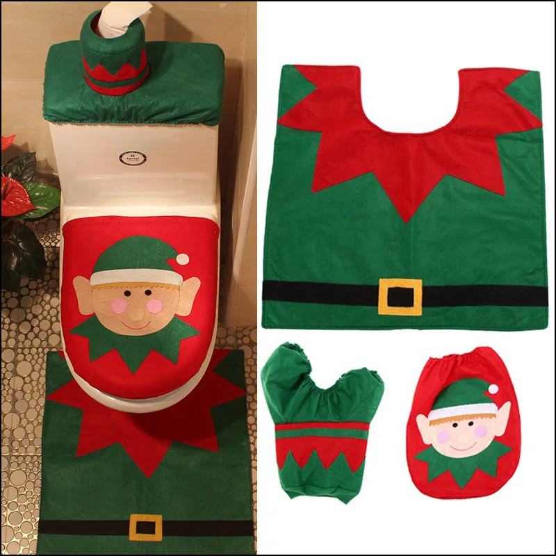 by DHL or EMS 30 sets Toilet Seat Cover Christmas elf Toilet Covers and