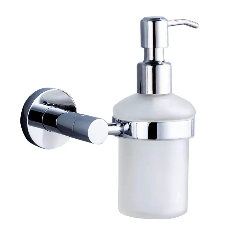Stainless steel wall mounted Round Lotion Dispenser Glass Bottle