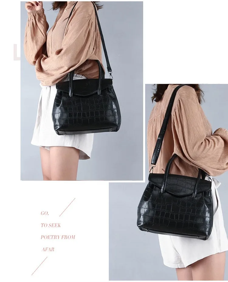 MJ Women Handbag Alligator PU Leather Shoulder Bag Female Large Capacity Top-Handle Bags Luxury PU Leather Tote Messenger Bag (14)