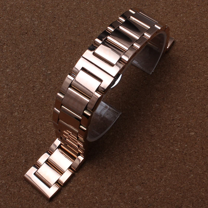 Rose gold Bracelet Replacement New Watchband straps 18mm 20mm 22mm Stainless Steel solid link fashion mens