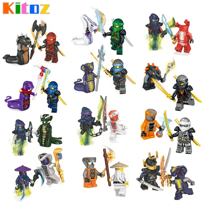 

Kitoz 24pcs Ninjago Figure Ghost Evil Ninja Pythor Chop'rai Mezmo Serpentine Army Building Block Toy compatible with lego