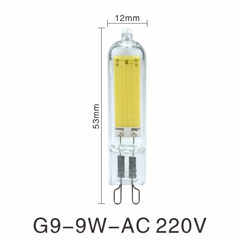 Светодиодный светильник, лампы G4 G9 с регулируемой яркостью, 6 Вт, 9 Вт, COB, стеклянный светодиодный светильник, заменяет галогенную лампу 40 Вт, 60 Вт, подвесной светильник, люстры - Испускаемый цвет: G9 9W