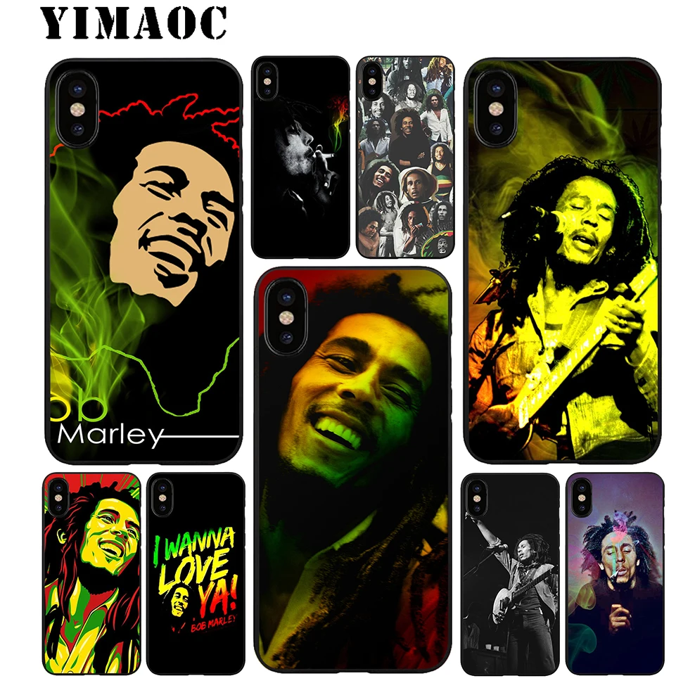 YIMAOC Bob Marley Soft TPU Black Silicone Case for iPhone X or 10 8 7 6 6S Plus 5 5S SE Xr Xs Max |
