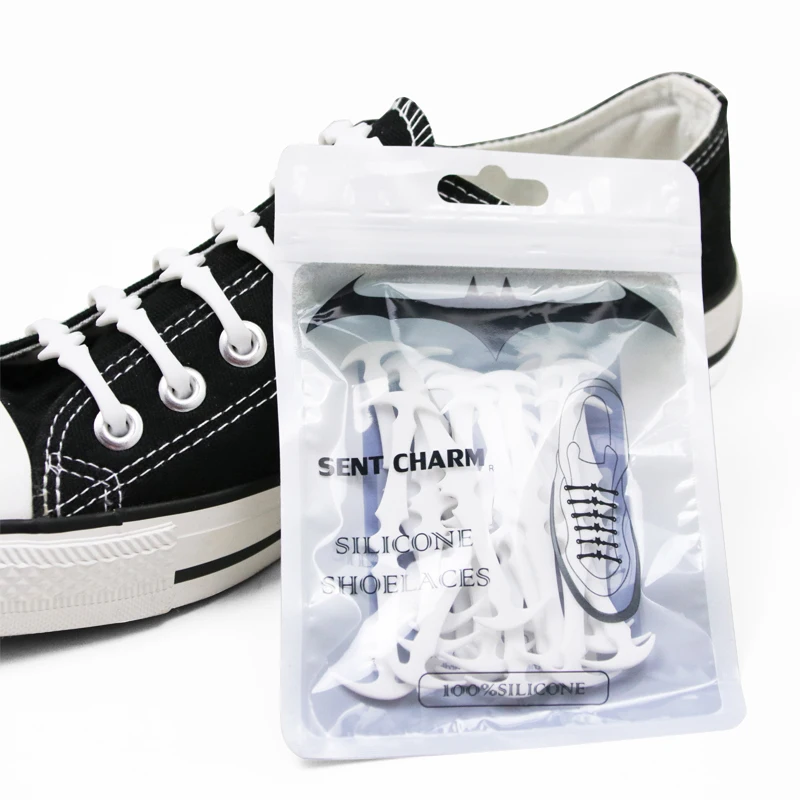 New 1 Set 16 Roots Silicone lazy laces Cool Bats Laces Adult-free Elastic Laces Patented Product No Tie Shoelaces Rubber Slip