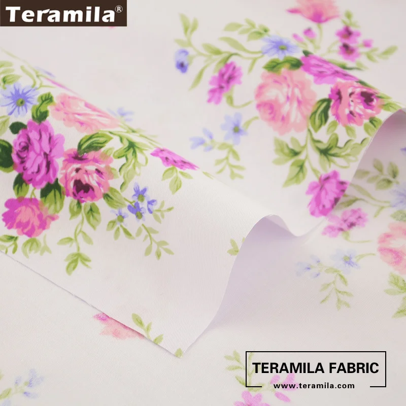 Teramila Fabric 100% Cotton Tissue Fat Quarter Sewing Material Bed Sheet Quilting Textile Printed Blooming Pink Flower Design|fat quarters|designer