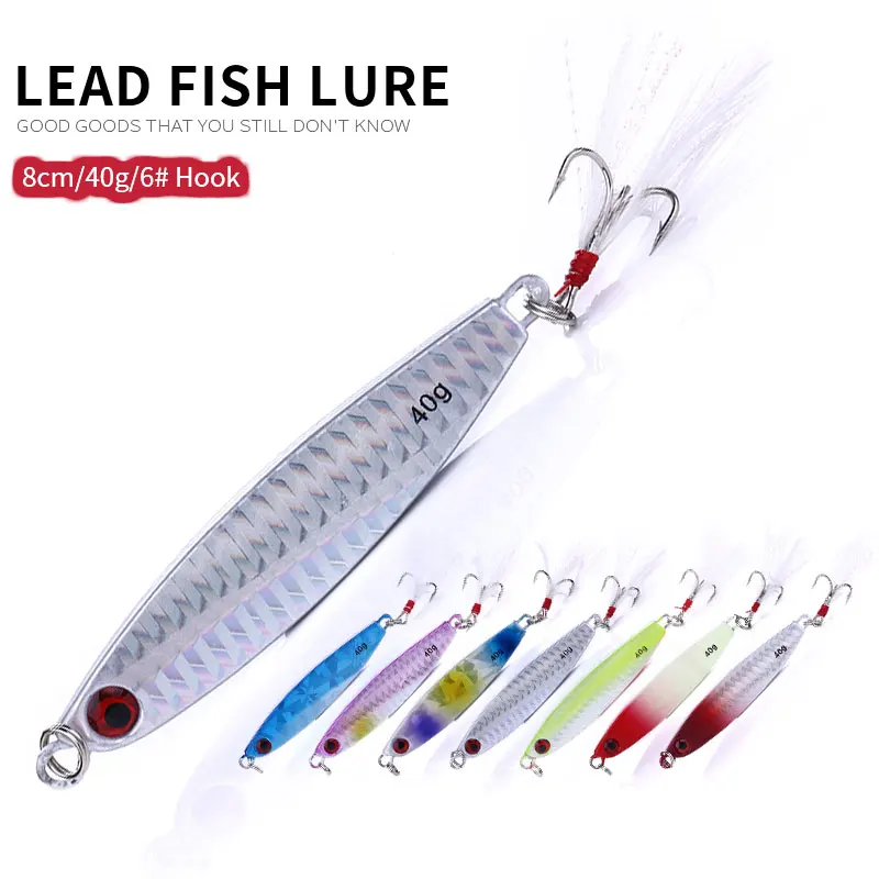 

HENGJIA Metal Jigging Spoon 40g 3D Laser Artificial Bait Boat Fishing Jig Lures Super Hard Lead Fish Fishing Lures