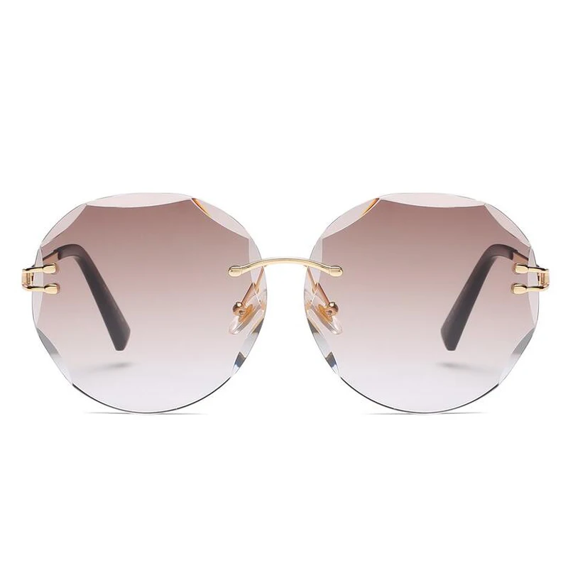 

Hot Top Rimless Style Smooth Female Sunglasses Beautiful Round Gradient Candy Color HD Lens Lightly Alloy Frame Goggle