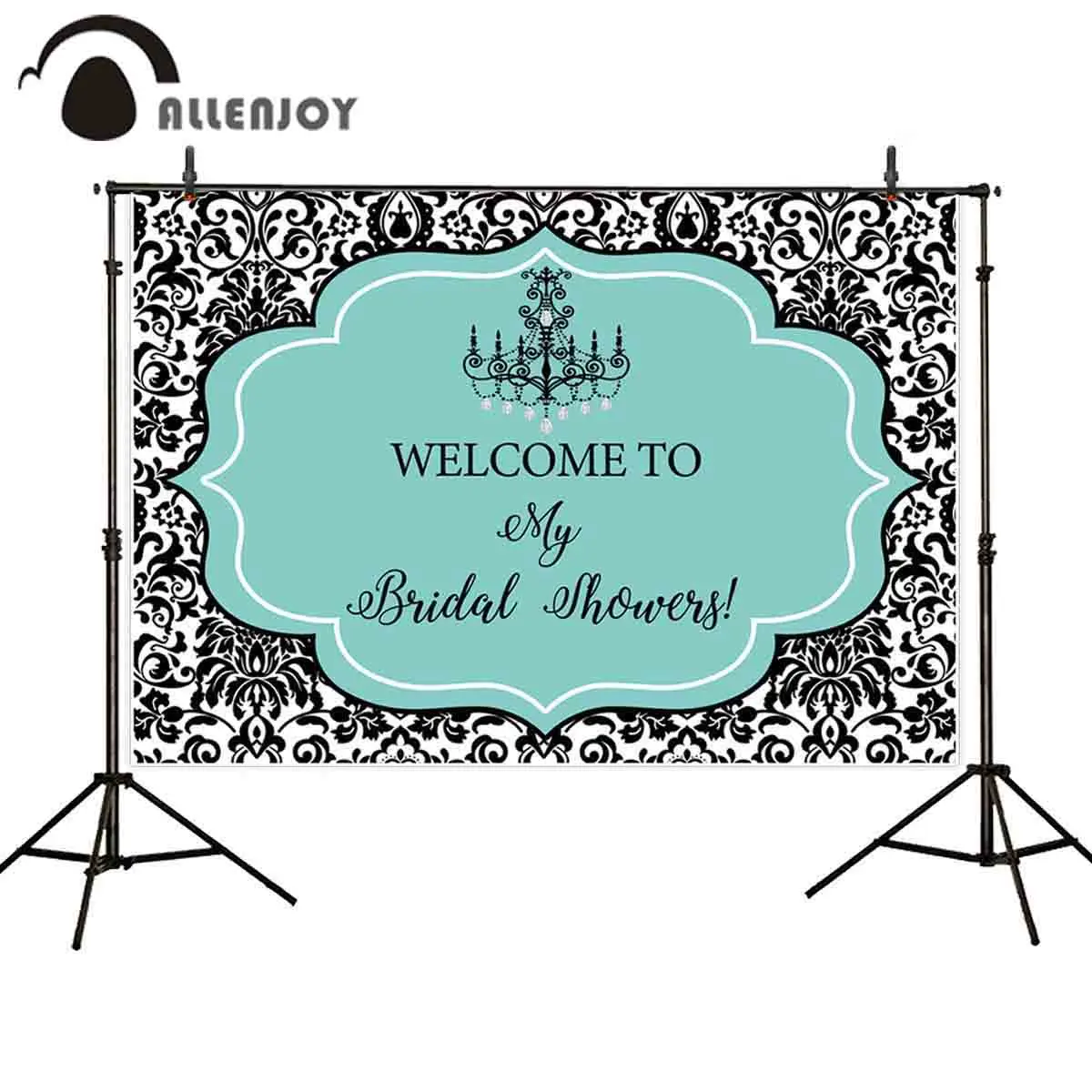

Allenjoy photographic backdrop damask pattern chandelier bridal shower photography photocall photobooth customize background