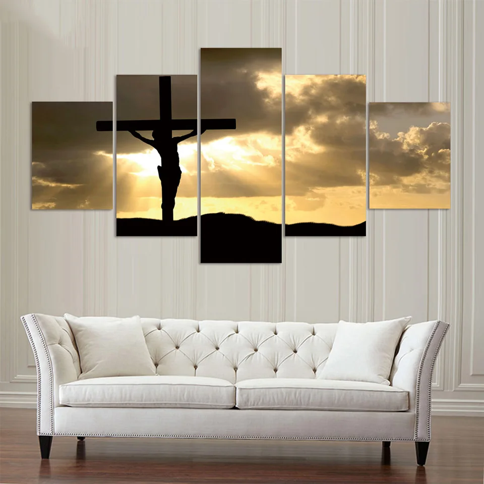 

HD Printed Canvas Poster Frame 5 Panel Jesus Sexta Feira Santa Home Decor Living Room Wall Art Painting Modular Pictures Framed