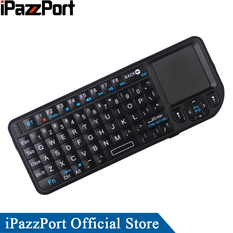 IPazzPort подсветка Mini Bluetooth беспроводной клавиатура мышь с лазерной указкой для