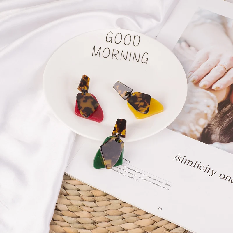 Vintage Long Acrylic Acetic Resin Earrings for Women 2019 Big Geometric Dangle Drop Earings for Girls Fashion Jewelry New Brincos (2)