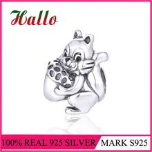 Животные Белка Шарм DIY бусины, подходящие для подвесок-шармов Серебро 925 браслет pulseras поставки для ювелирных изделий оптом bijuterias