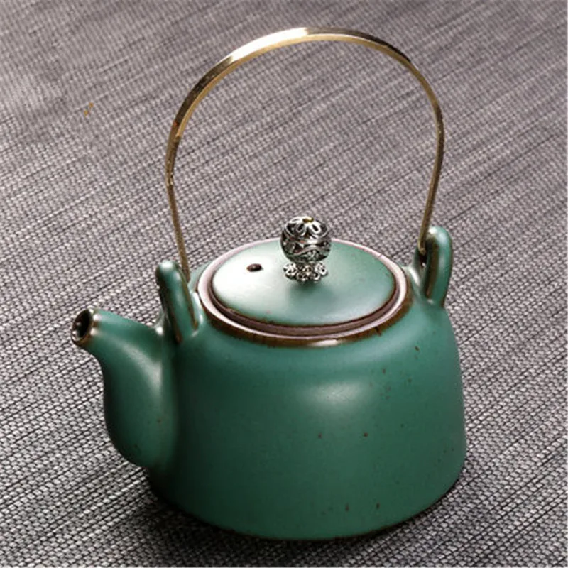 220 мл японская керамика антикварный чайник бытовой чайник с медной кружка для пива с ручкой - Цвет: 4