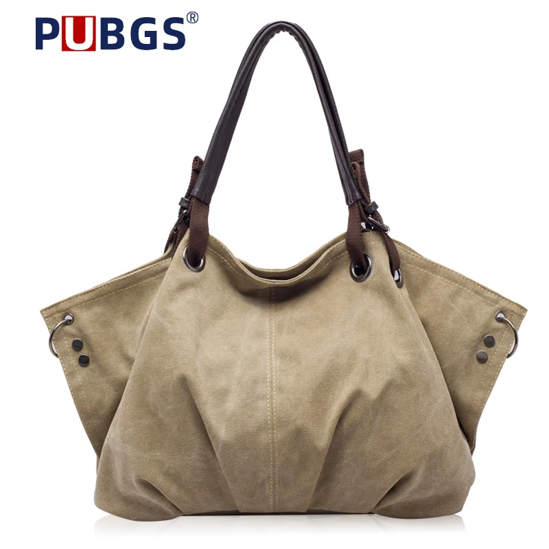 Холщовая Сумка PUBGS, супер Большая вместительная сумка через плечо, женские сумки-Хобо для женщин, новинка, дизайнерская сумка bolsa feminina
