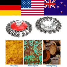 4 шт. роторный инструмент твист узел плоская чашка стальной проволоки колеса набор кистей для M14 Резьбовая угловая шлифовальная машина Удаление ржавчины краски стальная проволочная щетка