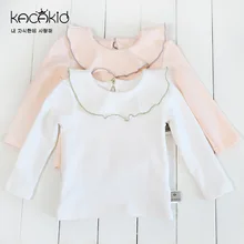 Kacakid new baby girls clothing sweet girl doll collar T-shirt children cotton long-sleeved shirt 2017 autumn new born baby girls clothing sets infant long sleeved letter cotton t shirt