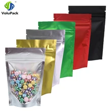 100pcs 8.5x13cm (3.3x5.1) Recyclable Green/ Red/ Black Translucent Ziplock Storage Bags Metallic Mylar Zip Lock Stand Up Bag o ring zip up metallic skirt