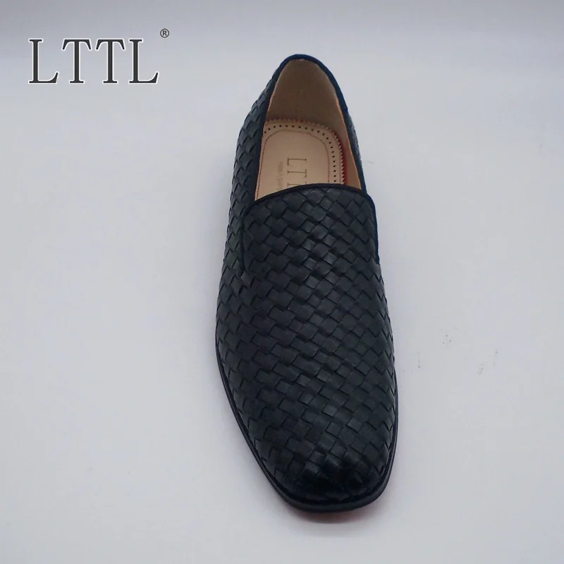 Туфли LTTL мужские кожаные клетчатые лоферы без застежки классические