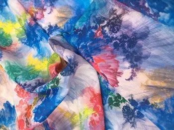 

High-end ramie fabric Spring and Summer Thin and Colorful Blue Tone tissu High-grade clothing fabrics