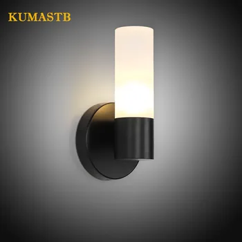 

Nordic Black LED Wall Light Bedroom Bedside Lamp Vintage Industrial Aisle Wall Sconce Creative Study Iron Glass Wall Lamps