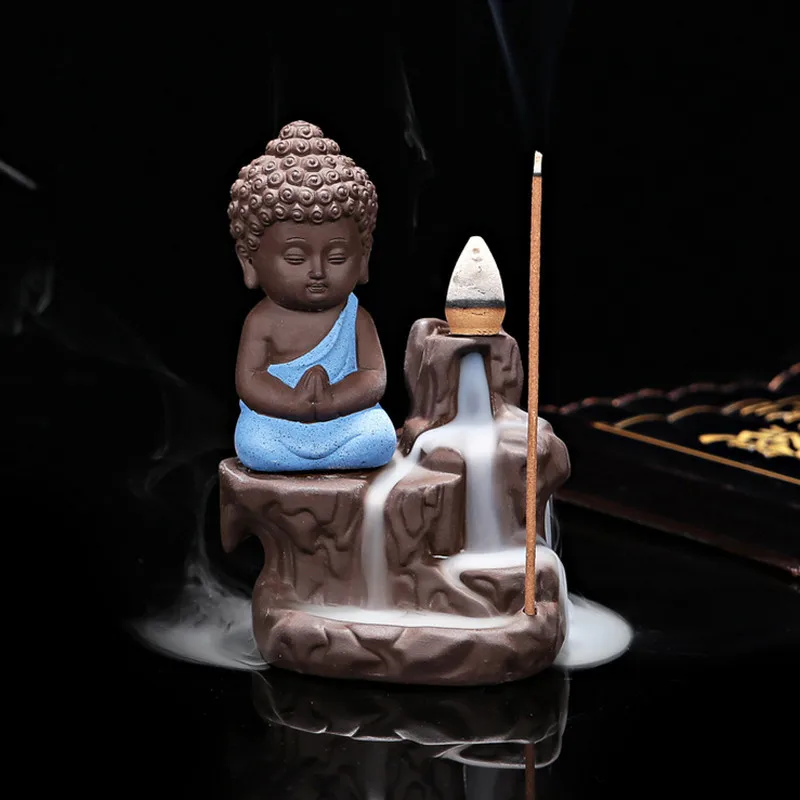 

Ceramic Incense Burners Aromatherapy Creative Little Monk Censer Backflow Stick Incense Burner Buddha Crafts Home Decor PO.3