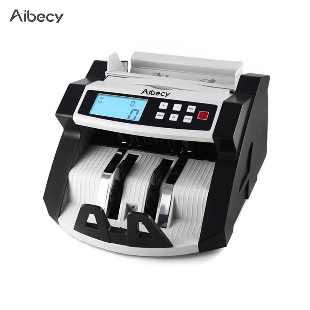 

Aibecy Automatic Multi-Currency Cash Banknote Money Bill Counter Counting Machine LCD Display with UV MG Counterfeit Detector