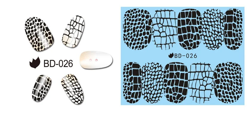 UPRETTEGO 12 упаковок/lot дизайн ногтей воды Наклейка ползунок наклейки черная черепаха оболочки куртка с принтом тигра и леопарда; кожи BD025-036
