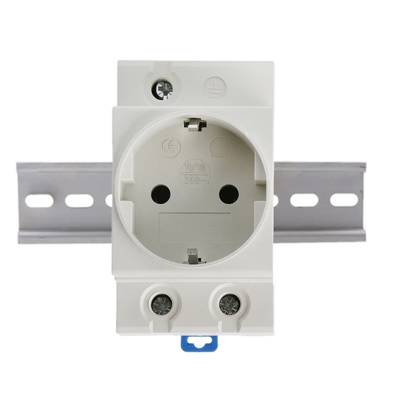 

EU Type 35mm DIN Rail Mount AC Power Socket 16A 250V AC Connector