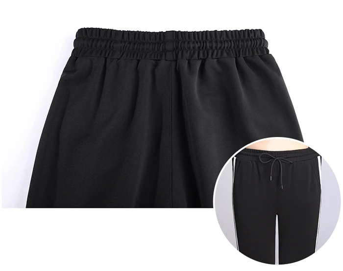 OUMENGKA, женские спортивные штаны с контрастной панелью, повседневные штаны-шаровары, свободные эластичные брюки, женские черные полосатые боковые спортивные штаны для женщин