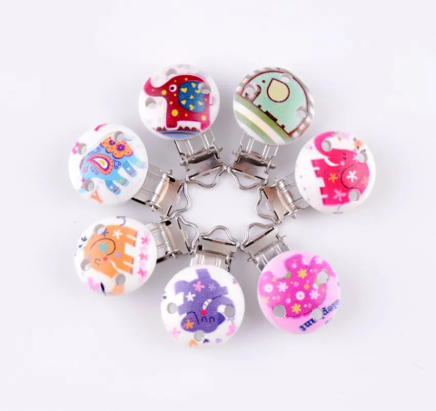 

10Pcs Metal Elephant Suspender Trousers Pacifier Clips With Plastic Wood Craft Sewing Tool 45x30mm D2991