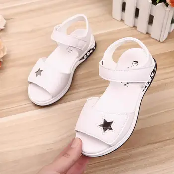 

Girls Sandals 2019 Summer Soft Bottom Beach Shoes Brand Children Sandals Big Girls Fashion Flat Student Shoes 27~36
