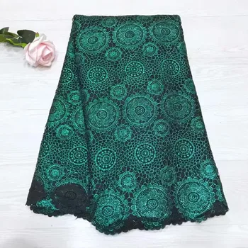 

African lace fabric 5yds/pce green water soluble embroidery fabrics women gorgeous party event asoebi dress 2019 high quality