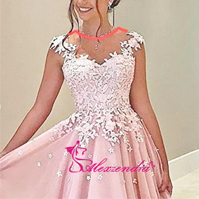 Alexzendra розовый тюль платья для выпускного вечера совок шеи Иллюзия обратно вечерние платья размера плюс вечерние женские платья
