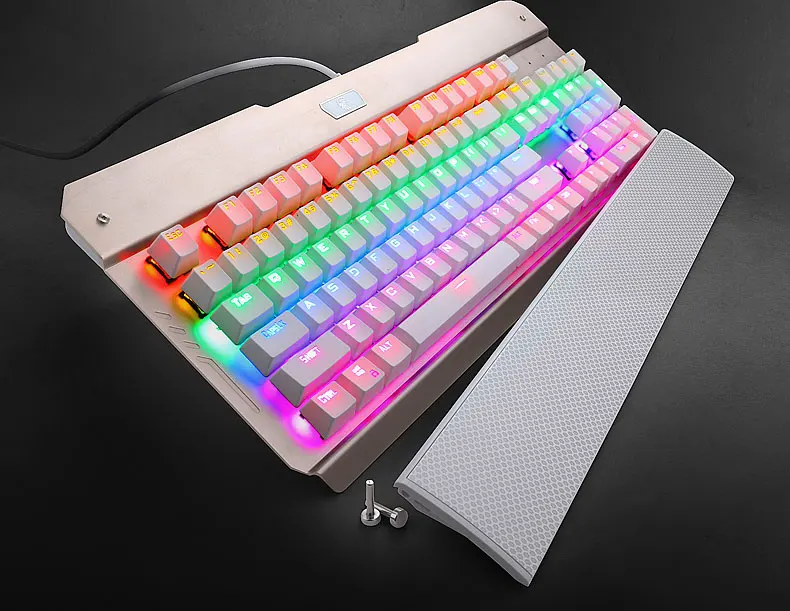 

X7300 Mechanical Gaming Keyboard LED Backlit Detachable Palm Rest Metal Plate Anti-Ghosting Gamer Keyboard Outemu Blue Switches