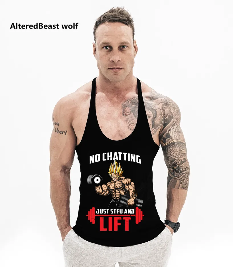 Бренд Для мужчин Бодибилдинг Безрукавки для женщин гуку Вегета печати рубашка без рукавов Для мужчин тренажерные залы Фитнес Singlet жилет майку Для мужчин Костюмы