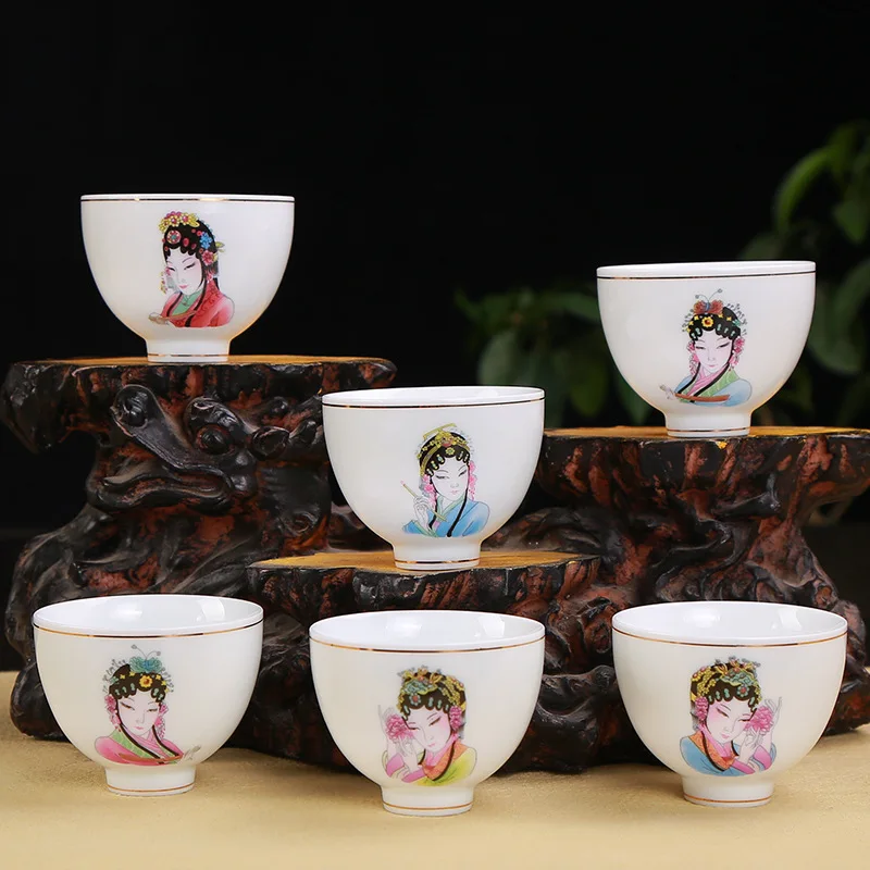 Ручная роспись керамический образец чашки чая, мастер чашка печи маленькая классическая чашка Пекинская опера кунг-фу чайные чашки 6 шт - Цвет: see chart