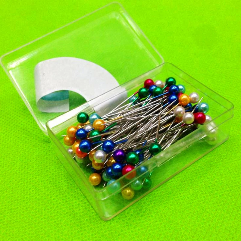 

DoreenBeads 100 PCs/Pack Colorful Round Head Clothing Pin Dressmaking Imitation Pearls Sewing Pins DIY Decoration Crafts, 1 Box