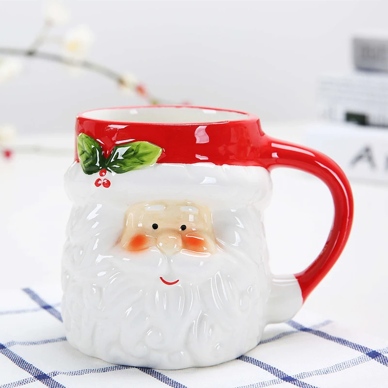 Качественная керамическая Рождественская кофейная кружка, креативная офисная пара, чашка для влюбленных, Прекрасный 3D мультяшный Санта Клаус, завтраки, молочные чашки, горячая распродажа